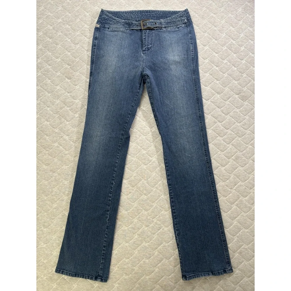 Calvin Klein Jeans Jeans Womens 2 Blue Mid Rise Y2K 90s Belted Denim Vintage